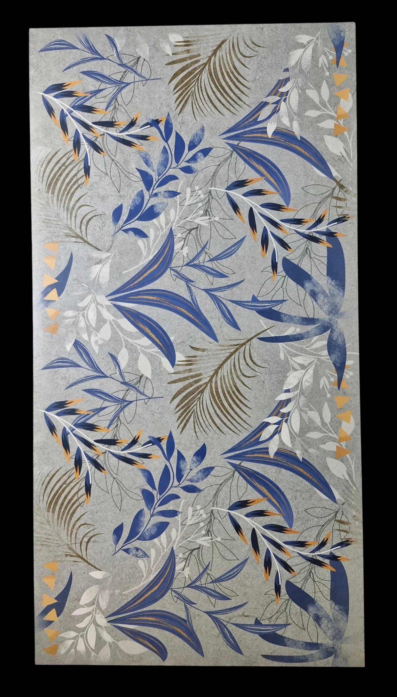 INDIGO LEAF STONE WALLPAPER 
