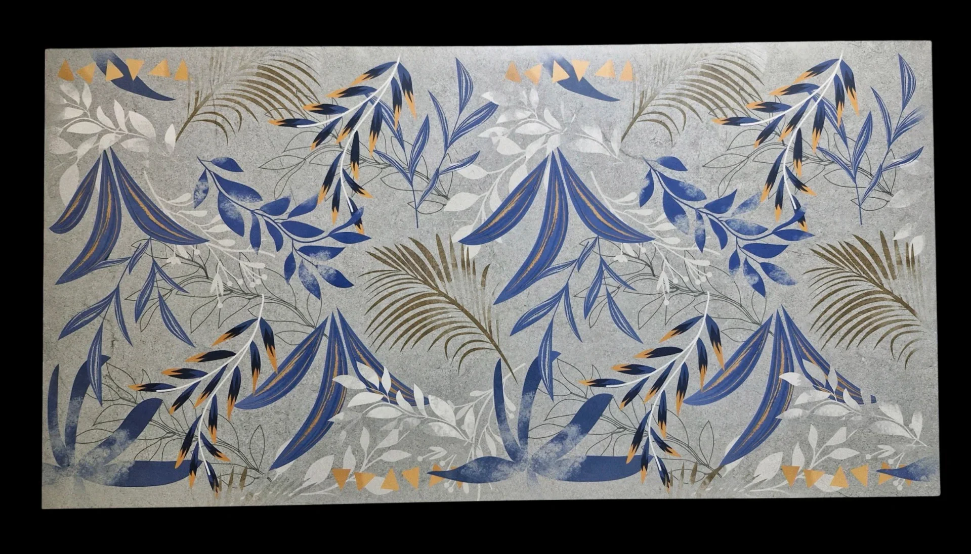 INDIGO LEAF STONE WALLPAPER  - thumb 4